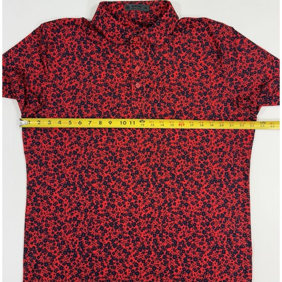 G/Fore Mens Golf Polo Size XL Tech Jersey Performance Mini Floral Red Navy - Picture 9 of 10